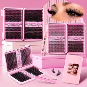 DIY Individual Eyelash Extension Kit D Curl Segmented False Lashes With Bond Seal Glue Tweezers Brush Professional Makeup Tools for Women