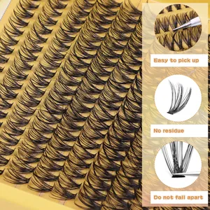 Detail of DIY individual lash clusters showing glue-free roots and easy-to-pick fiber