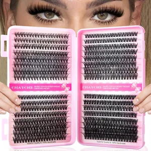 DIY Individual Cluster Eyelashes Large Capacity D Curl Mixed Synthetic Fiber Eye Makeup Kit Bond Seal Glue Tweezers