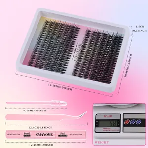 DIY cluster eyelash extension kit with 9-15mm D-curl lashes, glue, brush, and tweezers