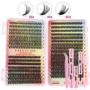 Kit extension ciglia fai-da-te con ciuffi, pinzetta rosa, colla per ciglia e scovolino