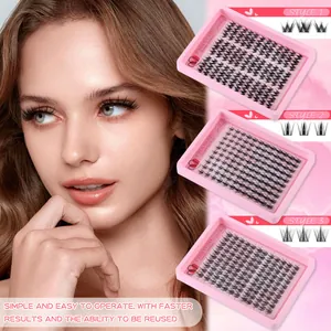 Detail van doe-het-zelf wimperverlengingsset met natuurlijk C-curl volume voor 3 stijlen