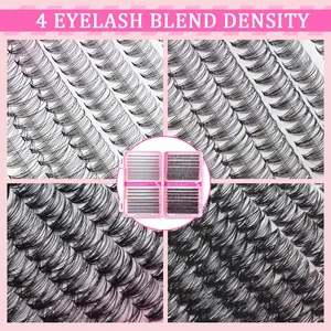 DIY cluster eyelash extension set with 80D and 100D volume curl mix in pink packaging