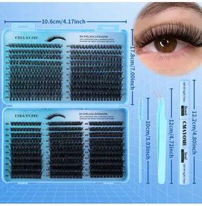 DIY eyelash extension kit with glue, tweezers, and individual lashes in 8-16mm length