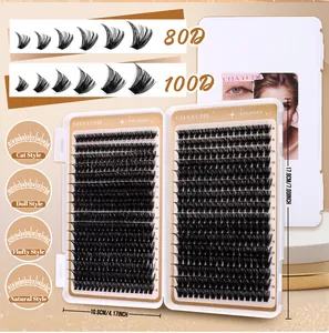 Wimpern-Cluster-Set Größentabelle mit 80D und 100D Dichte von 8mm bis 18mm Länge