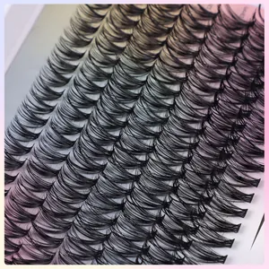 Macro view of 13mm DIY cluster lashes showing dense fiber texture and curled effect