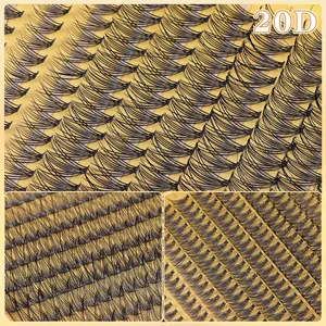 Detail view of black 20D DIY individual cluster eyelashes showing side curl and roots