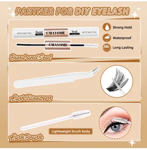 DIY Wimpernverlängerung Set mit doppelseitigem Kleber, Pinzette und Mascara Bürstchen