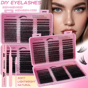 DIY Cluster-Wimpern-Set mit Pinzette und Kleber in eleganter rosa Profi-Verpackung