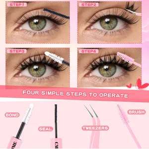 Wimperverlenging set inclusief lijm, verzegeling, pincet en borsteltje