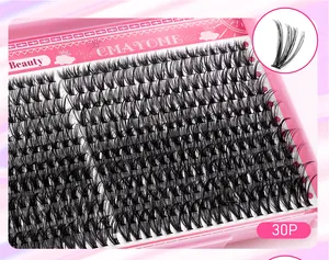 Macro de faux cils individuels 30P avec courbure naturelle dans une boîte rose CMAYOME