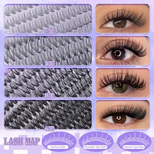 DIY cluster eyelash kit 10D-40D mixed density with lengths 10-16mm for cat eye look