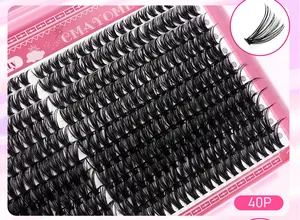 Vue détaillée de grappes de faux cils individuels en longueurs mixtes 10-18mm