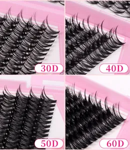 Detailed comparison of 30D to 60D cluster lashes showing density and volume variations