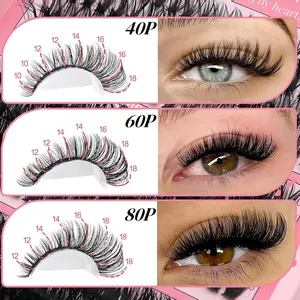 DIY Cluster Wimpern-Set mit D-Curl 40P 60P 80P Dichte und Längen von 10 bis 18 mm