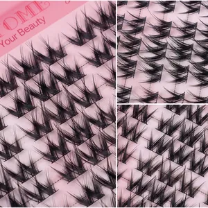 Macro-opname van 120 clusters individuele C-krul valse wimpers op roze tray