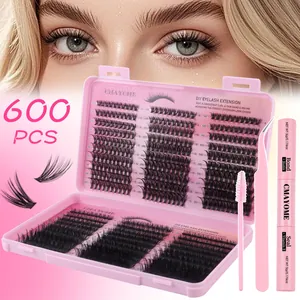 DIY Wimpernverlängerung Set 600 Stück mit Kleber und Pinzette 8-16mm D-Locke