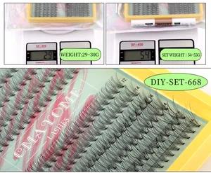 Detailed view of DIY eyelash extension kit including D-curl lashes and dual-end bond and seal