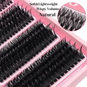 Detail von weichen DIY-Wimpernextensions für natürliches Volumen in Großpackung