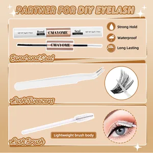 DIY Wimpernverlängerungs-Set mit wasserfestem Kleber, Versiegelung, Pinzette und Bürste