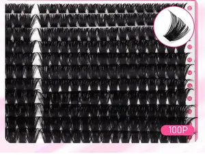Vue détaillée du lot de 100 faux cils individuels de 8mm à 16mm pour maquillage naturel