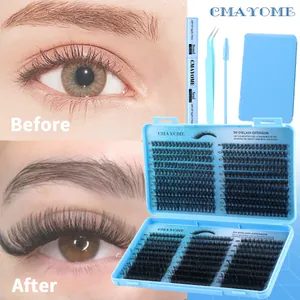Σετ επέκτασης βλεφαρίδων DIY με 30D/40D βλεφαρίδες, κόλλα και μπλε τσιμπιδάκι