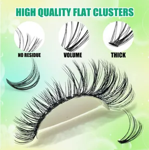 Macro detail of high quality flat eyelash clusters showing thick volume and no residue