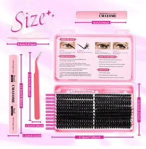 Kit d'extension de cils individuels avec colle, dissolvant et pince rose 8-18mm