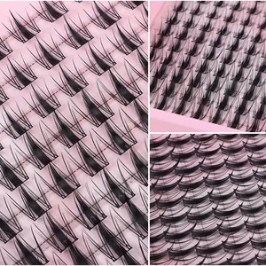 Detailopname van 120 clusters C-krul individuele kunstwimpers met natuurlijk effect