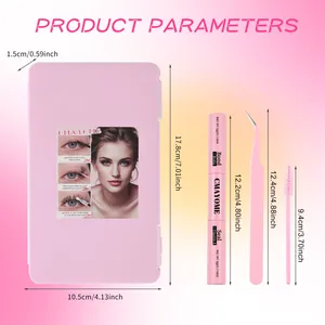 Rosa DIY Wimpernverlängerung-Set mit Aufbewahrungsbox, Kleber, Pinzette und Bürste