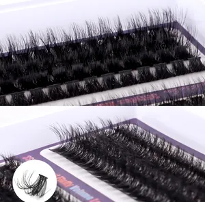 Macro view of 3S fluffy volume individual false eyelashes with D curl extension texture