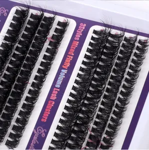 Macro detail of mixed volume lash clusters showing fluffy texture and curled effect
