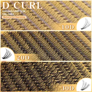 DIY cluster eyelash extension set with 10D 20D 30D D-curl natural volume lashes
