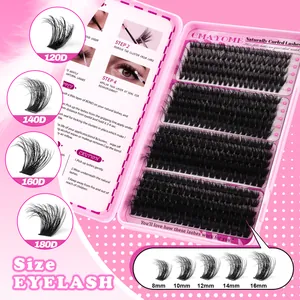 Lash extension kit showing 120D to 180D density options and 8mm-16mm length specifications