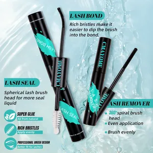 Natural DIY cluster lash kit with bond, seal, and remover in elegant blue water scene
