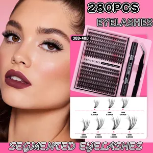 Detail von 280 Clustern Wimpernverlängerungs-Set mit Kleber, Versiegelung und Pinzette