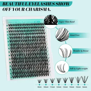 DIY eyelash extension kit with 320 clusters of 30D volume lashes in a mint green box