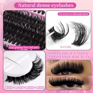 DIY cluster lash extensions book with D-curl 120D-180D natural dense synthetic fibers