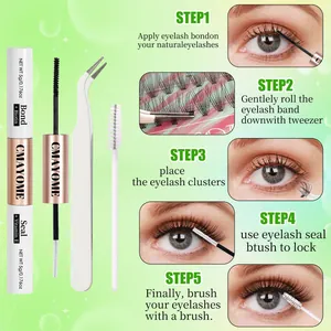 DIY eyelash extension kit with dual-ended bond and seal glue, tweezers, and brush
