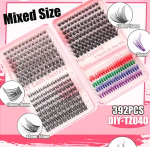 Detailed view of DIY individual lashes set with 392 clusters in black and mixed colors