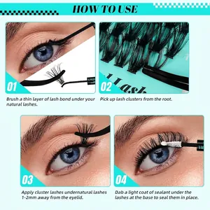 DIY individual lash cluster kit application guide with bond, seal, and applicator tool