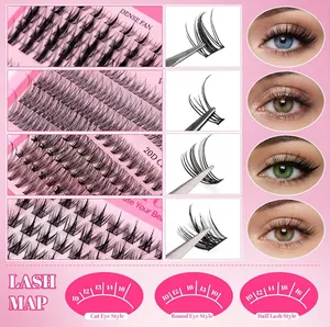 Guía Lash Map para pestañas en racimo con estilos Cat Eye, Round Eye y Half Lash