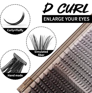 Détail des faux cils individuels courbure D en fibres synthétiques faites à la main