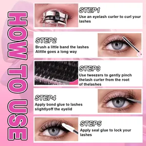 DIY eyelash extension kit tutorial showing bonding, sealing, and application steps