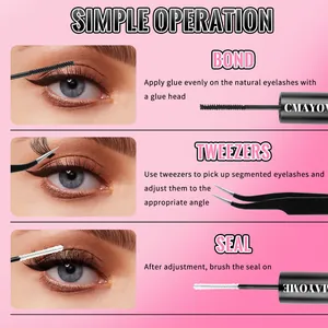 Detailliertes Wimpernkleber- und Versiegelungs-Set mit Pinzette für Cluster-Extensions