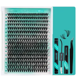 Complete 320pcs DIY lash extension kit with 40D clusters, bond, seal and remover tool