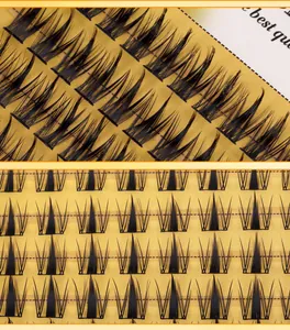 Macro shot of segmented fairy eyelashes featuring V-shaped cross fibers on yellow background