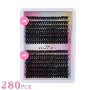 280pcs DIY individual lash clusters set 50D 60D 9-15mm mixed length dense eyelashes