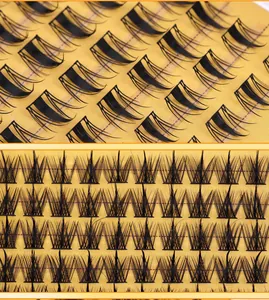 Macro detail of fairy style individual eyelashes with natural volume and tapered wisps