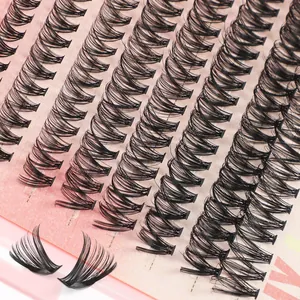 Set pestañas postizas individuales rizo C-D negras sobre tarjeta rosa